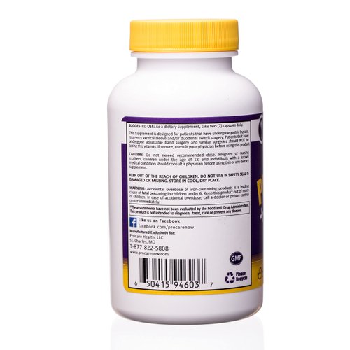 ProCare Health | Bariatric Prenatal Multivitamin Capsule | Probiotics | 60 Count | One Month Supply | 2 a Day