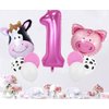 InBy 18pcs Farm Animal Balloons for 1st Birthday Party Decorations Pig Cow Head First Farm Animal Theme Balloon Garland Arch 40" Number 1 Foil Balloon 12" Latex Balloon Baby Girl Shower Party Supplies