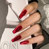 Red Press on Nails Medium Coffin Fake Nails Wine Red Cat Eye Fake Nails Christmas Nails Glue on Nails Glossy Acrylic Full Cover Nails Stick on Nails for Women Manicure Nail Art