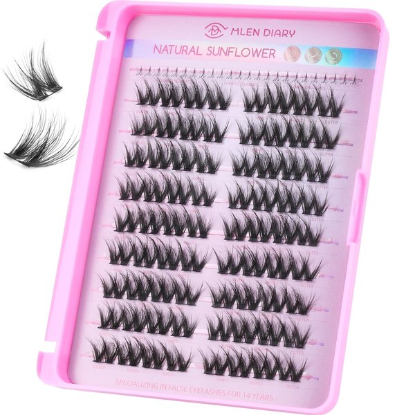 Cluster Lashes Wispy Individual Lash Extensions D Curl Natural Lash Clusters 10-14MM 96 Pcs DIY Eyelash Extension Reusable Eyelash Clusters at Home by MLEN DIARY