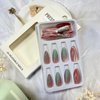 Press on Nails Medium Length Almond False Nails Gradient Cat Eye Fake Nails Artificial Acrylic Nails Fashion Charm Stick on Nails Full Cover Glossy Reusable Coffin Nails Glue on Nails for Women