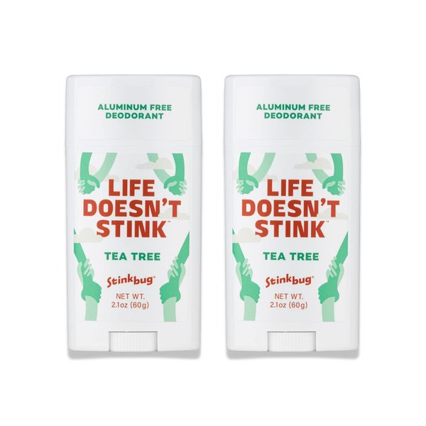 Natural Organic Deodorant Stick with Tea Tree, Coconut Oil and Activated Charcoal, Aluminum Free Deodorant by Stinkbug Naturals, 2.1 Ounce Pack of 2