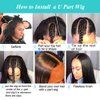 PANEWAY U Part Wig Human Hair Straight Bob Wigs For Black Women 12 inch Brazilian Remy Hair Short Bob Human Hair Wigs Clip in U Part Wig Human Hair Extensions Natural Color