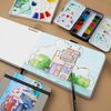Funto Watercolor Journal, 8.5x5.5, 48 Pages, Cold-Pressed, Inner Paper Pocket and Elastic Band, Art Supplies for Mixed Media