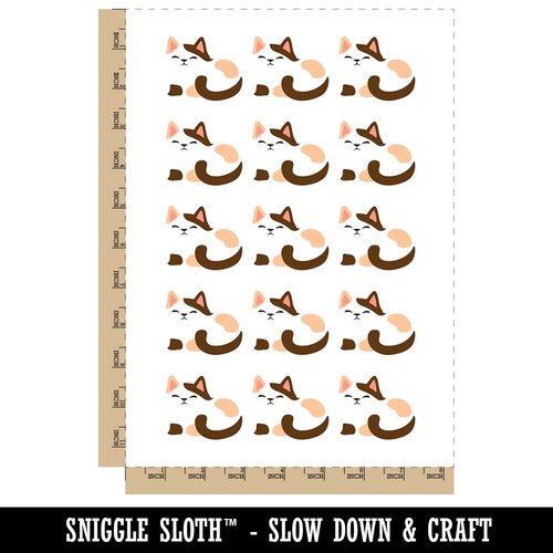 Sleepy Cat Loaf Temporary Tattoo Water Resistant Fake Body Art Set Collection - 15 2" Tattoos (1 Sheet)