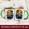 Yellow Off-Road Truck Design Ceramic Mug, 11oz Coffee Cup for Car Enthusiasts, Sunset Beach and Palm Tree Theme, Unique Summer Adventure Gift, Reusable Eco-Friendly Mug for Hot Beverages, Tea, Milk