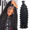 Deep Wave Bulk Human Hair for Braiding 100g No Weft Human Hair Bundles for Brainding Wet and Wavy Human Hair Extensions Micro Braiding Human Hair for Boho Braids Natural Color 14 Inch