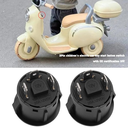 SING F LTD 2Pcs Power Start Button Switch 3Pin One Button Start Switch 12V for Children's Electric Car RC Remote Ccontrol Electric Car(26mm)
