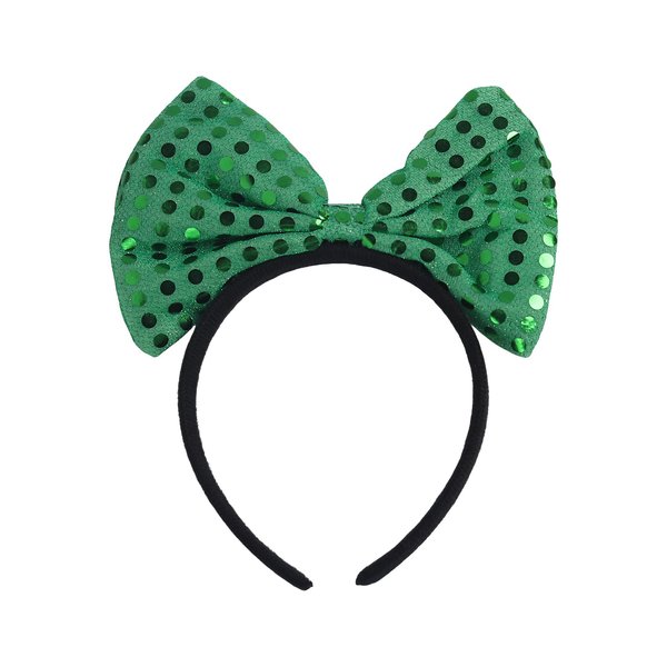 HOXIEYA St. Patrick's Day Hairband, Green Shamrocks Bow Headband, 1PCS, Unisex, for Adults