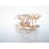 Small gold metal leaf crystal hair claw bridal clip (Primary color: Blue)