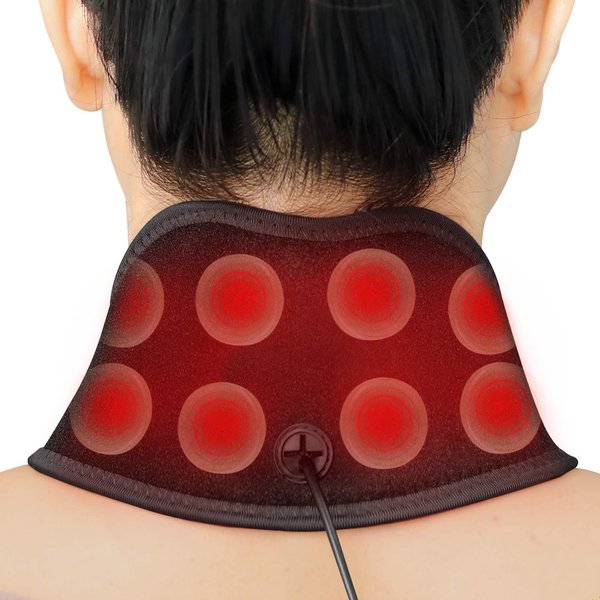 UTK Jade Stone Infrared Neck, Knee, or Wrist Neoprene Heating Pad Wrap with 3 Heat Settings, Auto Shutoff Timer, Remote Controller, and Carry Bag
