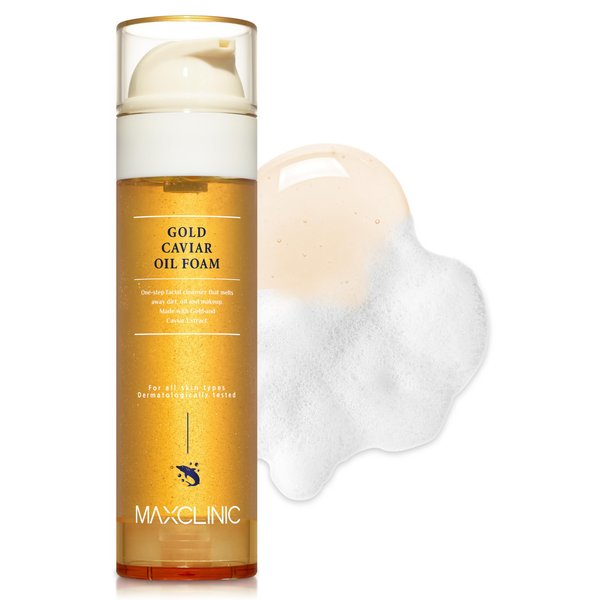 MAXCLINIC [K-Beauty] Gold Caviar Cleansing Oil to Foam | Daily Face Wash Oil Based Cleanser to Foam | Korean Oil Foaming Face Cleanser | Hydrating Facial Cleanser for Dry Sensitive Skin (3.72 fl oz)