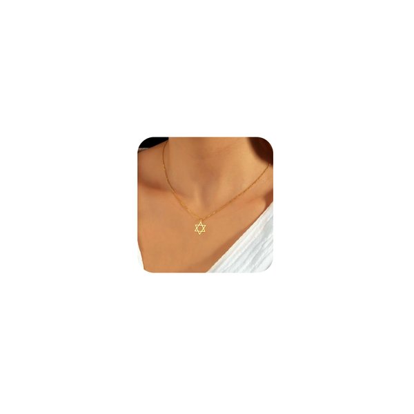 FICXOR Star of David Necklace for Women,Gold Star Necklace Dainty Gold Star of David Necklace Women 14K Gold Necklace No Tarnish Gold Necklace Gold Pendant Necklace Star Necklace Gold Jewelry Gifts