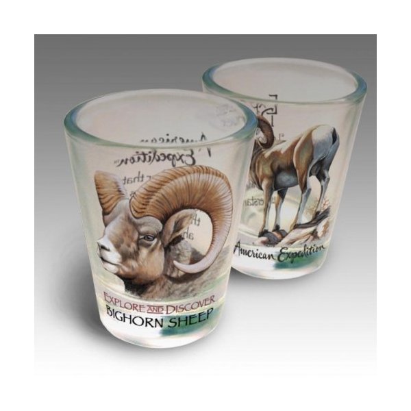 AMERICAN EXPEDITION SET 2 BIGHORN SHEEP SHOT GLASSES