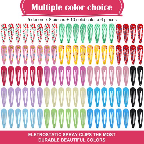 100Pcs Snap Hair Clips, Sublaga 2 Inch Bend Hair Clips, Metal Barrettes in 15 Assorted Color, No Slip Cute Solid Candy Color Hair Accessories for Girls, Women, Kids Teens or Toddlers (100pcs colorful)
