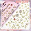RODAKY 124PCS Gold Nail Charms 3D Butterfly Nail Gems Pink Crystal Heart Nail Art Jewelry Bow Charms for Acrylic Nails Glitter Cute Nail Decoration Metal Rose Cross Charms for Manicure Design