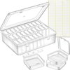 Bead Organizer Box, 30Pcs Small Clear Plastic Bead Storage Containers, 1 Craft Storage Box with Hinged Lid, 1 Sheet Label Sticker, Mini Storage Box for Jewelry Making Beading Crafts Screws Small Parts