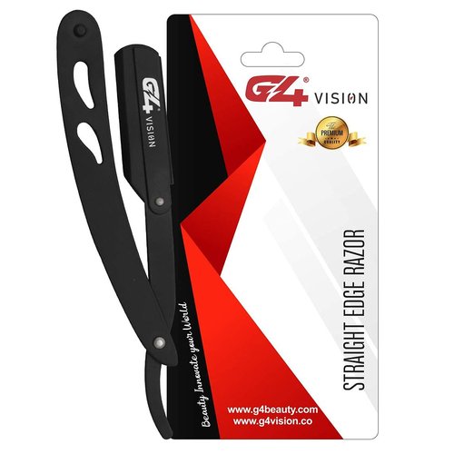 G4 Stainless Steel Straight Edge Barber Shaving Razor Blade for Close Shaving Men Replaceable Blades (Black)