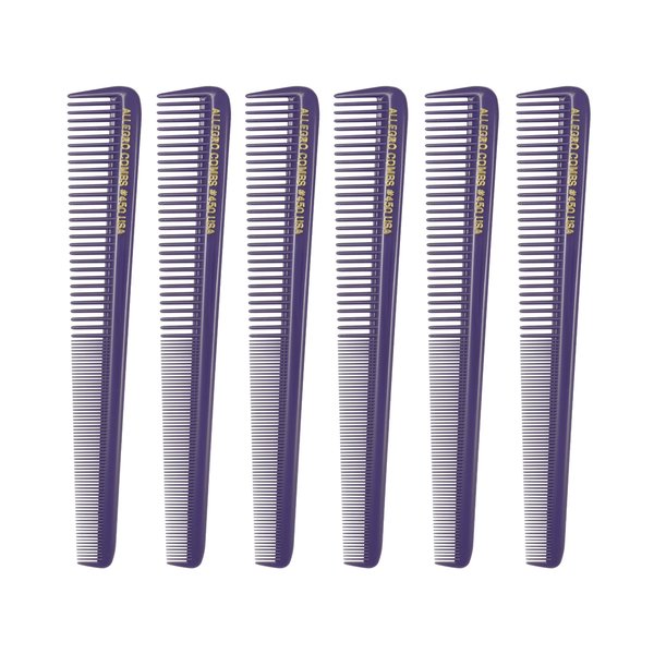 Allegro Combs 450 Tapered Hair Combs Barber Combs Hair Cutting Combs Women's Combs Men's Combs 6 Units (Purple)