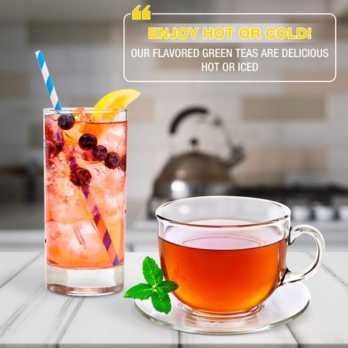 Brew La La Organic Green Tea - Natural Ginger Lemon Flavor - 50 Tea Bag Tin - Low Caffeine Tea - USDA Certified Organic