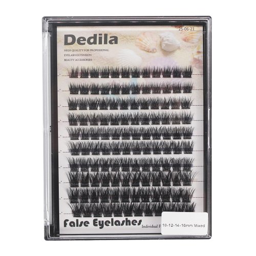 Dedila 120 Pcs Handmade D Curl Makeup Clusters Eye lashes Extensions Mixed 10-12-14-16mm/12-14-16mm/14-16-18mm D Curl Soft and Lightweight Individual false eyelashes Wide Stem (Mixed 10-12-14-16mm)