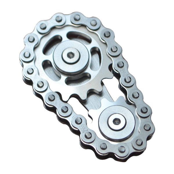 FXCOOLCT Bike Chain Gear Fidget Spinner, Double Gears Figity Spin Finger Stainless Steel, Figit Toy for Adults Kids SS Material Silver1…