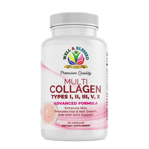 Multi Premium Collagen Supplements for Women with Vitamin C, E -Tighten Skin, Reduce Wrinkles, Strong Nails, Joints & Hair Growth - Anti Aging Skin Care Supplements for Women -90 Capsules