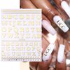 12 Sheets English Letters Number Nail Art Stickers 3D&5D Old Retro Alphabet Gold Silver Black White Nail Decals with Manicure Tools DIY Manicure Decoration for Women&Girls Nail Salon (AZ04-12)