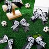 20 Pieces Soccer Hair Bows Elastic Soccer Ball Hair Tie Accessories Sports Hair Bow Sweet Hair Band Ponytail Holder for Girl Women Player School Team Football Birthday Party (Black, White)