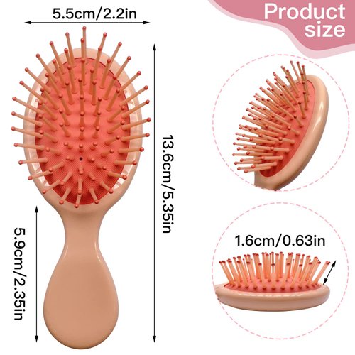 3 Pieces Mini Wet Hair Brush, Travel Detangling Brush, for Most Hair Types, with Ease Knots Without Tears or Breakage, Multicolor