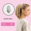 JUVABUN 10" Straight Claw Clip In Ponytail Hair Extensions - Light Gray| Synthetic Ponytail Extension | Hair Extensions for Women & Men | Washable, Realistic And Synthetic |Light Gray