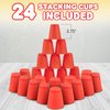 Gamie Stacking Cups Game with 18 Challenges and Water Timer, 24 Plastic Cups, Classic Family Game, Idea for Boys and Girls, Tons of Fun