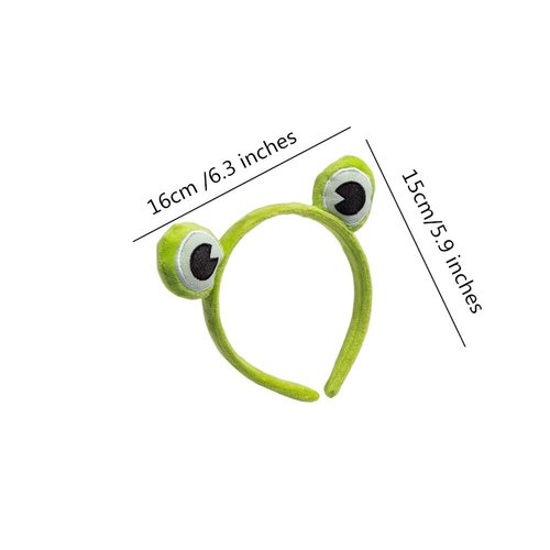 Green Funny Cute Frog Headband, Soft Elastic Makeup Washing Face Frog Eye Hair Band Hoop Headwrap Hairband for Women Girls Shower Spa Mask Yoga (2 Pack)