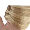 Real Hair Extensions Clip in Human Hair Golden Blonde Mixed Honey Blonde Highlights Seamless Clip in Hair Extensions 5pcs 70g Long Straight Natural Remy Human Hair Seamless Clip ins 16 Inch