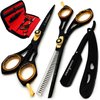 Saaqaans Professional Barber Shears Kit Tools - Hair Cutting Scissors Set for Hairdresser/Hair Salon + Thinning/Texture Hairdressing Haircut Shear for Beautician + Straight Razor + 10 Blades with Case