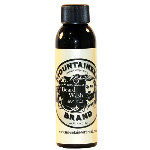 Mountaineer Brand Beard Wash For Men | 100% Natural Beard Shampoo | Thick Cleaning Softening Lather for Hair and Skin | Hydrate and Detangle | Grooming Treatment | WV Coal Scent 4oz