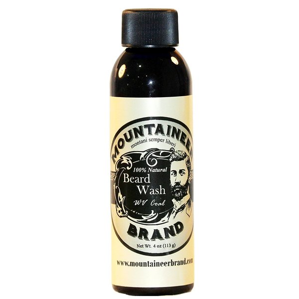 Mountaineer Brand Beard Wash For Men | 100% Natural Beard Shampoo | Thick Cleaning Softening Lather for Hair and Skin | Hydrate and Detangle | Grooming Treatment | WV Coal Scent 4oz