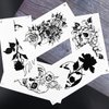 Halloween Temporary Tattoo 5 Sheet Black Skull Fake Tattoos Rose Flower Tattoos Temporary Realistic Body Arm Neck Chest Shoulder Floral Tattoos Stickers For Adult Kids Parties Festival Accessories