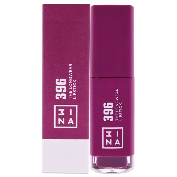 3INA The Longwear Lipstick 396 - Naturally Hydrating, Fast Drying - Shades That Stay All Day And Suit Every Skin Tone - Cruelty Free, Paraben Free, Vegan Cosmetics - Dark Purple Color - 0.23 Oz