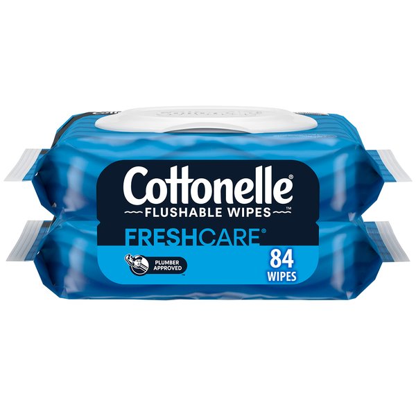 Cottonelle Flushable Wet Wipes for Adults, 2 Flip-Top Packs, 42 Wipes per Pack (84 Wipes Total)