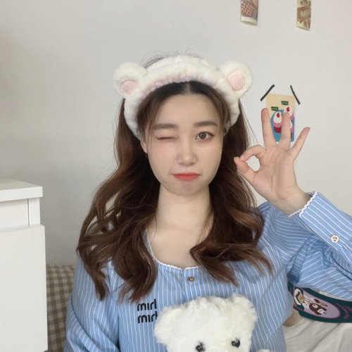 Hofar Cute Bear Face Wash Headband Hairband with Bear Ears Coral Fleece Cartoon Cute Creative Hair Accessories (Bear-White)