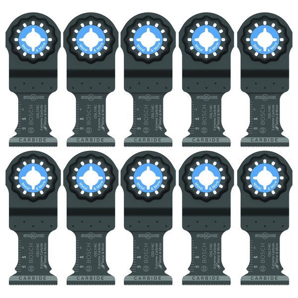 BOSCH OSL114C-10 10-Pack 1-1/4 In. Starlock Oscillating Multi Tool Metal & More Carbide Extreme Plunge Cut Blades for Cutting Iron Bar, Metal, Wood with Nails, Drywall and Tile