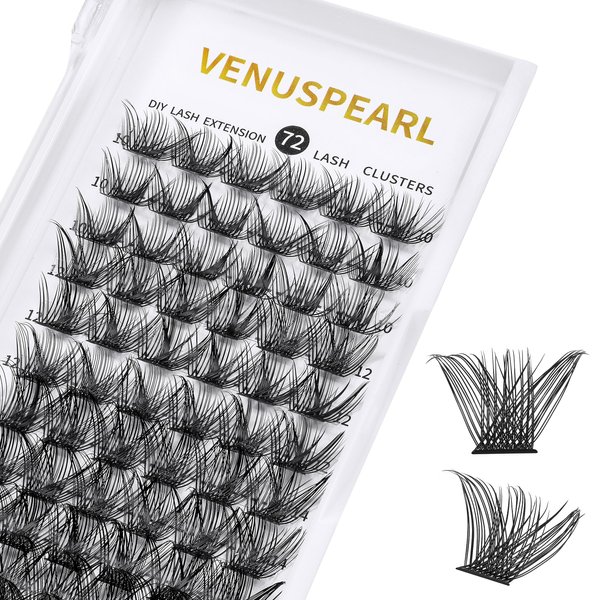 Cluster Lashes 72 Individual Lashes Clusters Eyelash Extensions False Eyelashes DIY Wispy Fluffy Lash Extension Kit Reusable False Eyelashes Natural Look Mix 10-16mm C D Curl (BM 02)