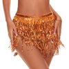Zando Festival Clothing for Women Rave Belly Dance Skirt Tassel Sequin Hip Scarf Disco Space Cowgirl Outfit Sparkly Fringe Wrap Skirts Belt Dance Performance Accessories Orange One Size