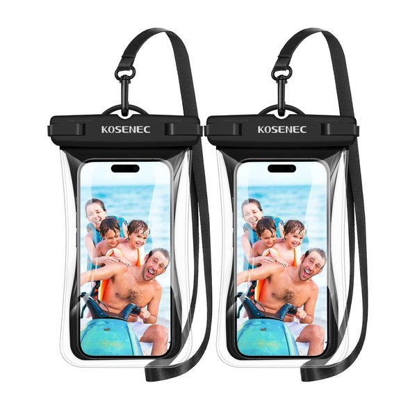 KOSENEC Waterproof Phone Case with Lanyard, Universal Waterproof Phone Pouch Floating[2 Pack], 2024 Phone Water Protector Pouch for Vacation Beach Pool Kayak Cruise Travel Essentials Accessories