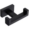 APLusee Double Robe Towel Hook, Stainless Steel Square Dual Coat Hook, Utility Bath Kitchen Storage Hanger Holder, Matte Black