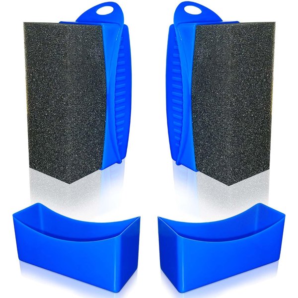 RXALASKA 2 Pcs Tire Shine Applicator, Tire Sponge Applicator Pad with Lid, Durable Tire Gel Applicator Pads, Reusable Tire Dressing Applicator for Detailing, Blue