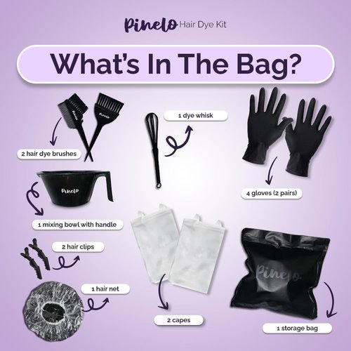 Pinelo 14-in-1 Hair Dye Kit - Complete Hair Coloring Kit with Color Mixing Bowl, Brushes, Clips, Disposable Gloves, Mixing Whisk, Storage Bag - DIY Highlights, Professional, Hairdressing Supplies