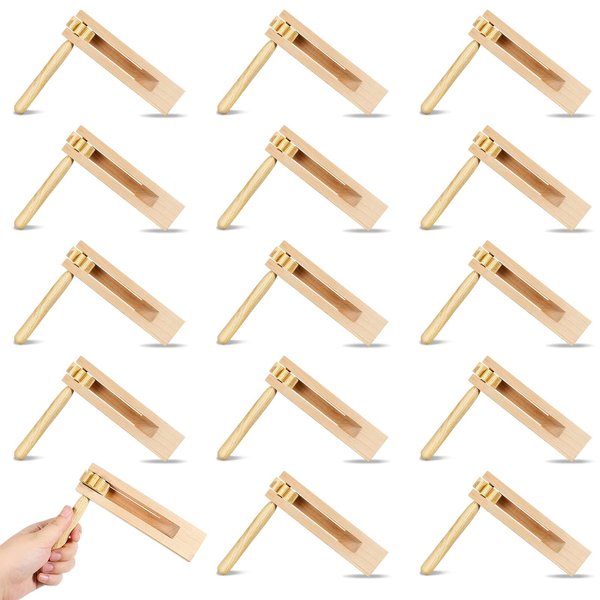 Sotiff 16 Pcs Wooden Ratchet Noise Maker for Sporting Events Bulk Mexican Rattle Ratchet Wood Noise Maker for Party Favor and Celebrations Birthday Present Sports Events, 6 x 5.5 x 1.4 Inches