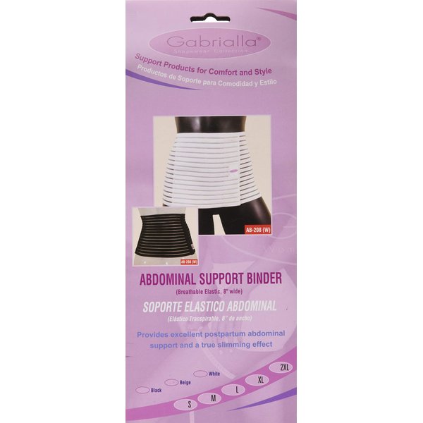 GABRIALLA 8” Wide Abdominal Binder for Women, Ideal Warp for Postpartum, C-Section and Post Surgery, Body-Shaping Effect, Soft & Breathable, Made In USA (Black, Medium)
